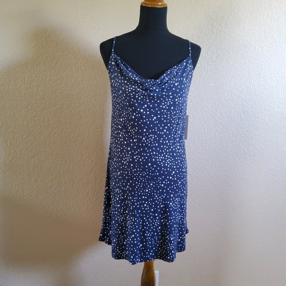 Nine Britton Polka Dot Cowl Neck Mini Dress Size M New - Picture 1 of 7